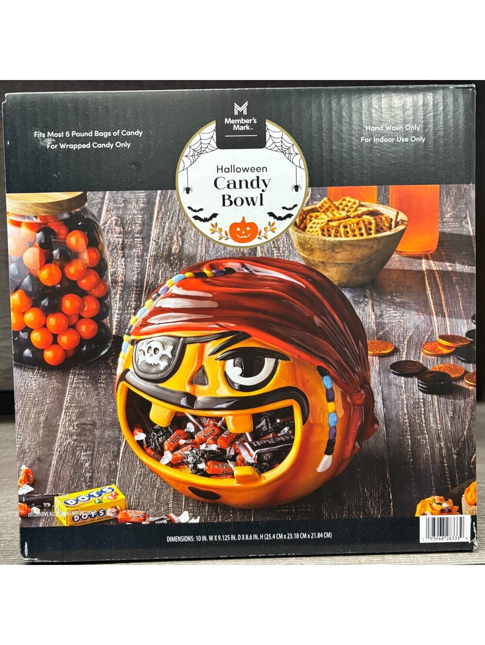 Member's Mark Halloween Ceramic Pirate Candy Bowl - NIB